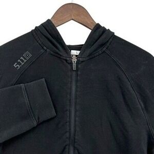 5.11 Tactical Full Zip Hoodie Black Raglan Sleeve Men's L Streetwear Gym Baggy